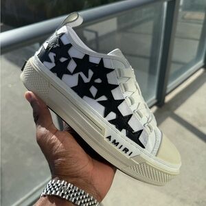 AMIRI White and Black Star Low-Top Sneakers